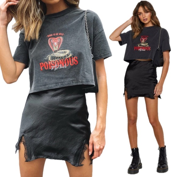 Razy Dresses & Skirts - Razy’s Satin Feel Lace Slit Detail Zip Up Mini Skirt